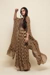 Brown Georegette Sharara Cape suit