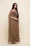 Brown Georegette Sharara Cape suit