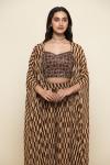 Brown Georegette Sharara Cape suit