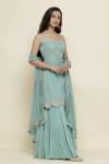 Aqua Blue Georegette Sharara Suit