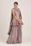 Scalloped pink sharara set