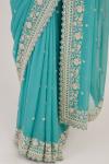 Turquoise Sequin Embellished Saree