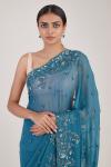 Sapphire Blue Sequin Embellished Saree