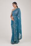 Sapphire Blue Sequin Embellished Saree