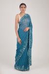 Sapphire Blue Sequin Embellished Saree