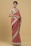 Crimson Red Bandhani Georgette Saree