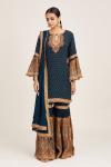 Blue flare sleeve garara set