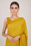 Corn Yellow Sequin Embroidered Saree