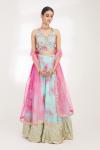 Tie-Dye Embellished Net Lehenga Set