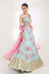 Tie-Dye Embellished Net Lehenga Set