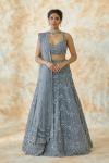 Smokey Blue Net Lehenga