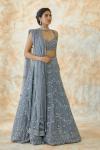 Smokey Blue Net Lehenga