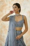 Smokey Blue Net Lehenga