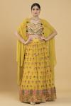 Yellow Cape Georgette Lehenga