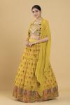 Yellow Cape Georgette Lehenga