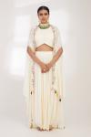 Ivory Floral Cape Sharara Set