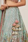 Blue Floral Design Silk Lehenga