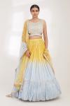 Sequined Yellow and Blue Lehenga Set