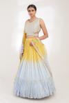 Sequined Yellow and Blue Lehenga Set