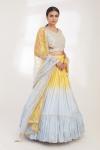 Sequined Yellow and Blue Lehenga Set