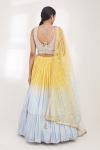 Sequined Yellow and Blue Lehenga Set