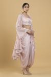 Pink Sequinned Dhoti Jacket Set