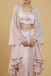 Pink Sequinned Dhoti Jacket Set