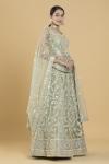 Mint Green Embroidered Raw Silk Lehenga