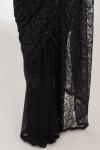 Black Sequin Net Saree