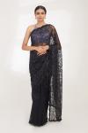 Black Sequin Net Saree