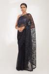 Black Sequin Net Saree