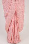 Rose Pink Sequin Crepe Saree