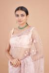 Shell Pink Sequin Net Saree