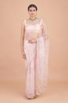 Shell Pink Sequin Net Saree