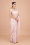 Shell Pink Sequin Net Saree