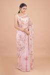 Light Rose Pink Organza Saree