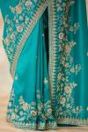 Pine Green Embroidered Silk Saree