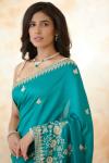 Pine Green Embroidered Silk Saree