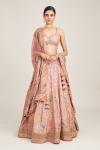 Pink Floral Design Silk Lehenga