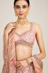 Pink Floral Design Silk Lehenga