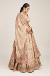 Beige Floral Design Silk Lehenga