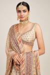 Beige Floral Design Silk Lehenga