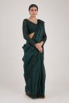 Bottle Green Sequin Satin Organza Saree