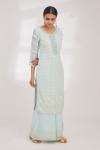 Ice Blue Kurta Palazzo Set