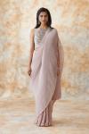 Powder Pink Satin Wrinkle Saree