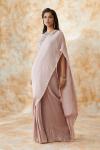 Powder Pink Satin Wrinkle Saree