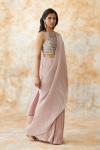 Powder Pink Satin Wrinkle Saree