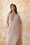 Powder Pink Satin Wrinkle Saree