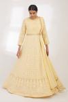 Yellow Chikankari Anarkali Set