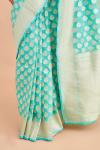 Leaf Motif Tiffany Blue Silk Saree